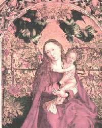 Virgen de la Rosaleda. Martn Schongauer 1473 detalle